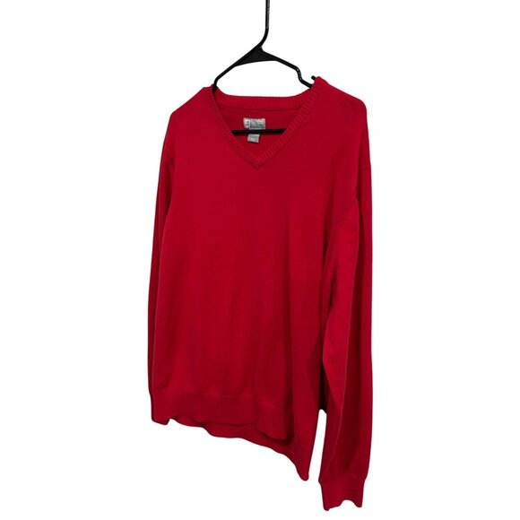 JCP Red V Neck Sweater Mens Combed Cotton Sz Large - Picture 3 of 10